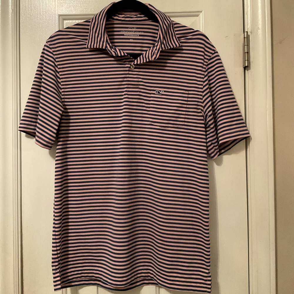 Vineyard Vines Short Sleeve Pink and Navy Blue Men Size XS